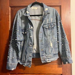 Pearl embellished Jean jacket